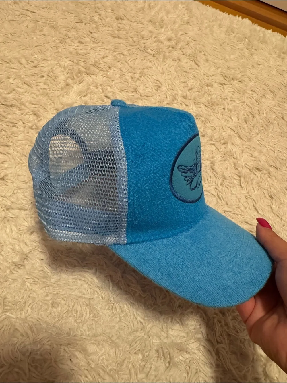 Boys Lie Turquoise Angel Patch Trucker Cap